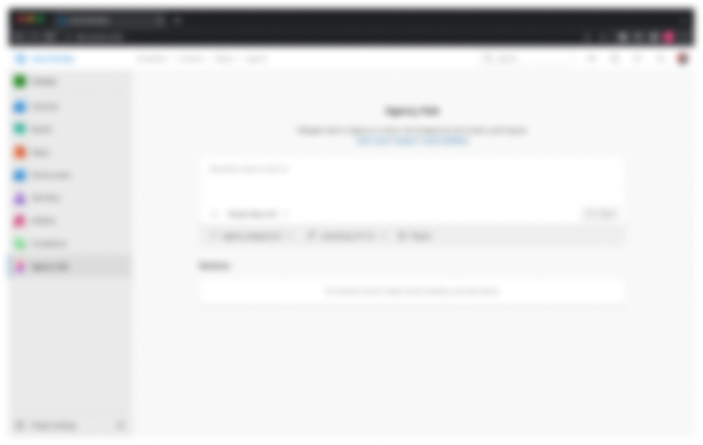 The redesigned Agency Hub input box, with configuration moved to a secondary bar